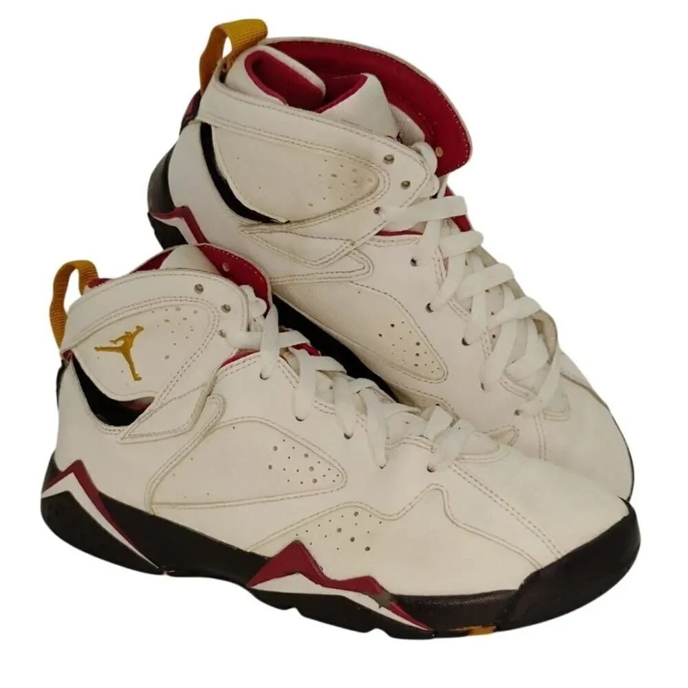 Nike Air jordan 7 Retro Boys Pre-owned Cardinal Red & White Sneakers- sz. 6 1/2Y